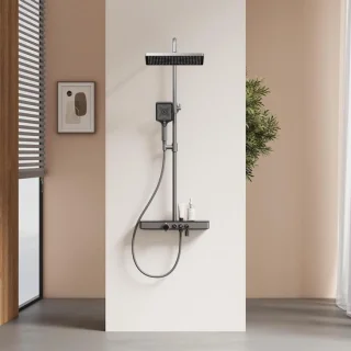 Douchezuil thermostatisch regendouche metaalgrijs