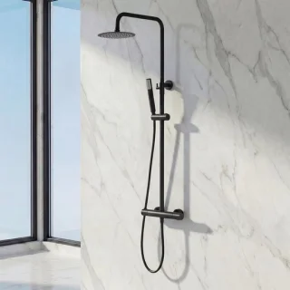 Douchezuil thermostatisch zwart
