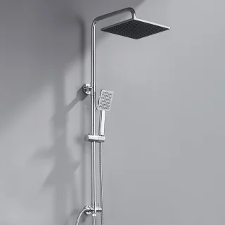 Douchezuil zwart - douchesysteem voor wandmontage, 25x25 cm kop