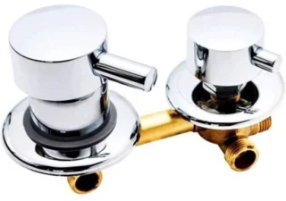 Drieweg douchekraan van messing, 10 cm, G1/2 schroefdraad