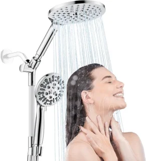 Dubbele douchekop met regendouche en handdouche 19 cm chroom