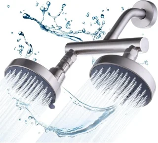 Dubbele douchekop regendouche combo 4.5 inch geborsteld nikkel
