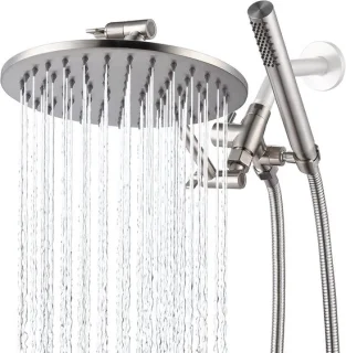Dubbele douchekop - regendouche met handdouche - 20.5 cm - geborsteld nikkel