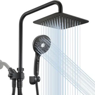 Dubbele douchekop regendouche set 20 cm zwart