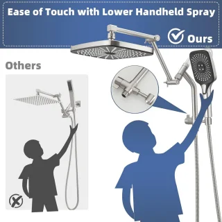 Dubbele Regendouche met Handdouche 12 inch