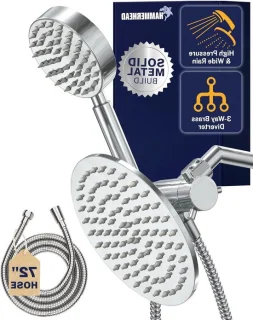 Dubbele regendouche met handdouche 8 inch chroom