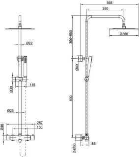 Dynamic Way RVS regendoucheset 300mm chroom