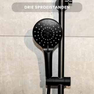 EcoRain Glenn 23 cm Zwart Regendouche Set met Thermostaatkraan
