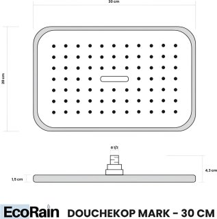 Wat vinden we goed aan de EcoRain Mark Regendouchekop 30 cm Rechthoekig Zwart