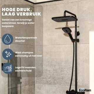 EcoRain Mark Regendouchekop 30 cm Rechthoekig Zwart