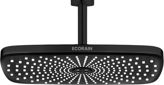 EcoRain Melvin XL 30 CM Zwarte Regendouchekop Met Plafondarm review