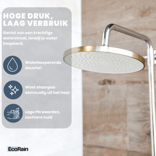 Wat vinden we goed aan de EcoRain Regendouchekop 25 cm Rond Geborsteld Goud