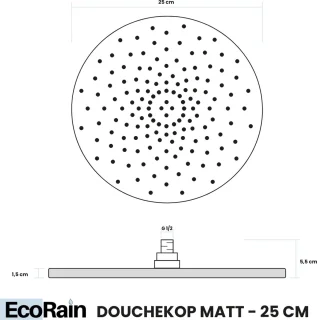 EcoRain Regendouchekop 25 cm rond mat chroom