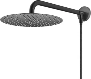 EcoRain© regendouchekop Tyler 30 cm rond met slang en douchearm zwart