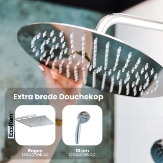 EcoRain Tyler 20 cm Vierkante Regendouchekop Chroom Met Douchearm