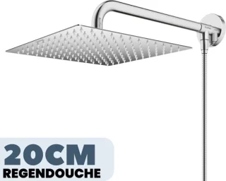 EcoRain Tyler 20 cm Vierkante Regendouchekop Chroom Met Douchearm