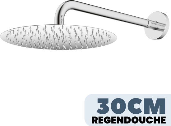 EcoRain© Tyler 30 cm Regendouchekop Rond Chroom met Douchearm