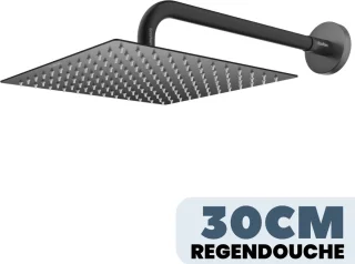 EcoRain Tyler 30 cm Vierkante Regendouchekop Zwart met Douchearm