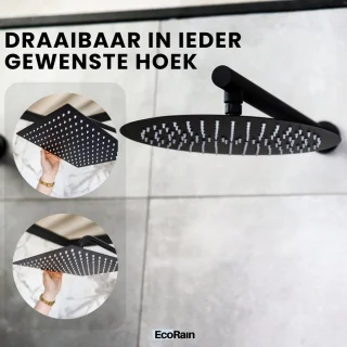 EcoRain Tyler 30 cm Vierkante Regendouchekop Zwart met Douchearm