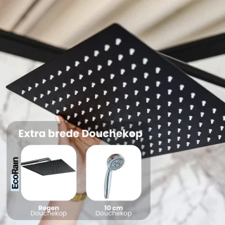 EcoRain Tyler 30cm Vierkante Zwarte Regendouchekop Met Douchearm