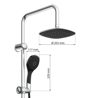 EISL DUSCHTRAUM Hoofddouche set Chroom-Zwart
