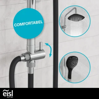 EISL DUSCHTRAUM Hoofddouche set Chroom-Zwart