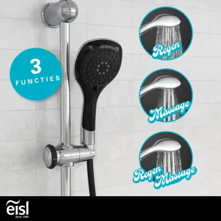 EISL DUSCHTRAUM Hoofddouche set Chroom-Zwart