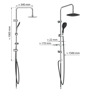 EISL DUSCHTRAUM Hoofddouche set Chroom-Zwart