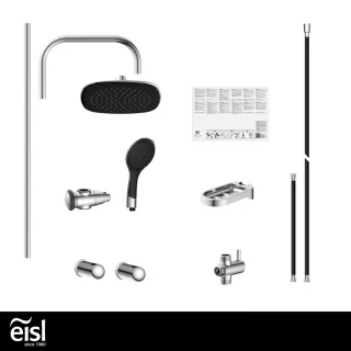 EISL DUSCHTRAUM Hoofddouche set Chroom-Zwart