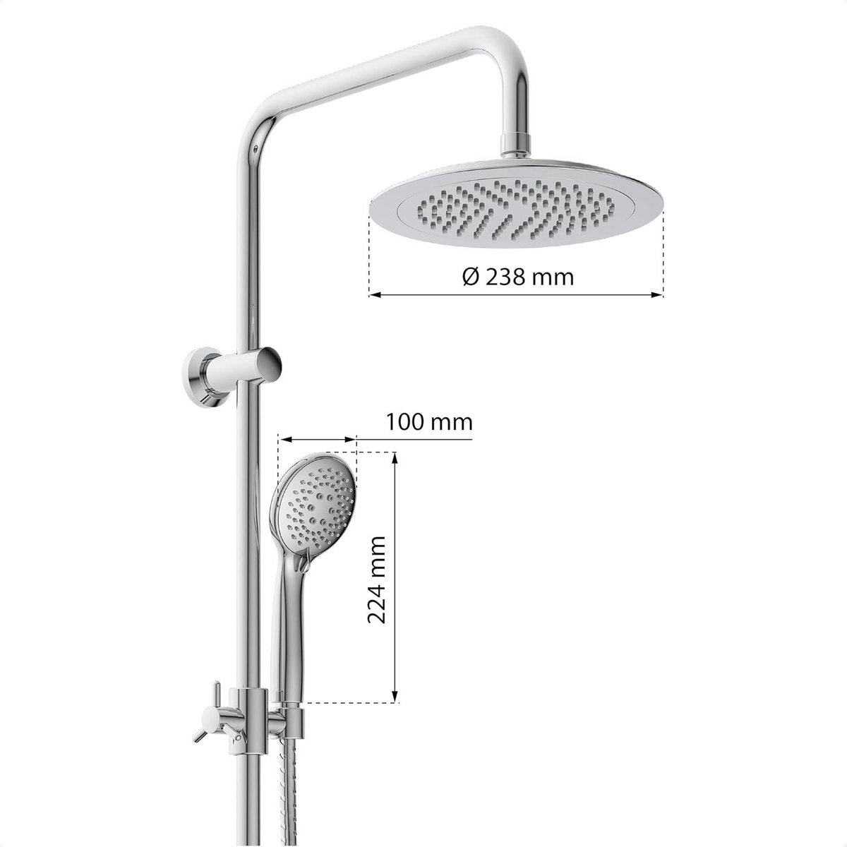 EISL DX12009 doucheset chroom regendouche zonder boren