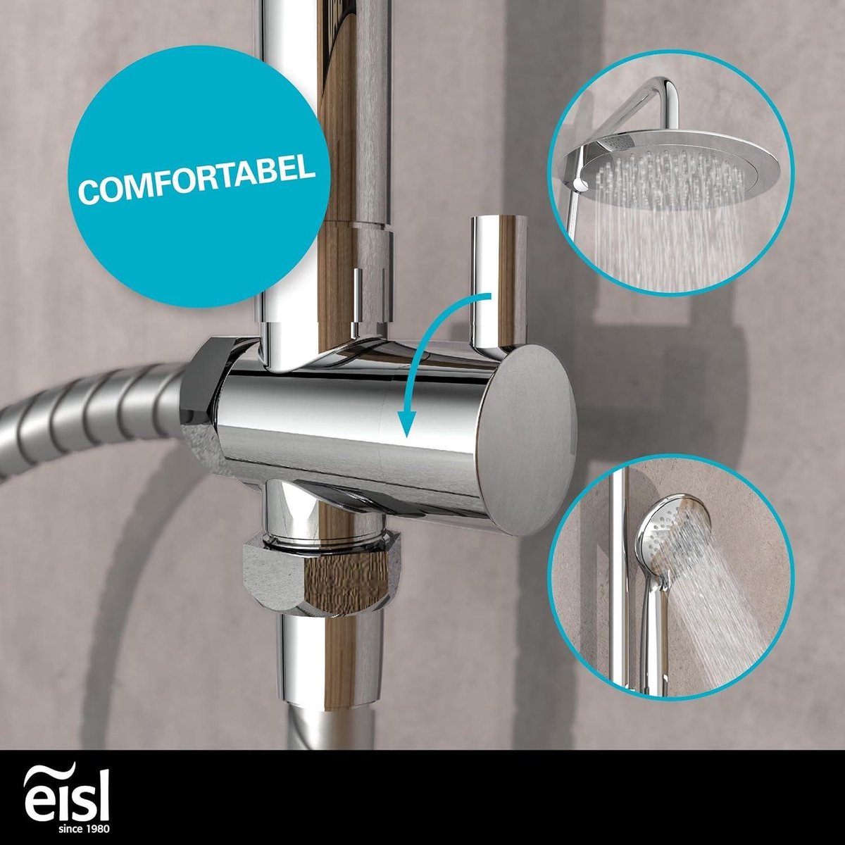 EISL DX12009 doucheset chroom regendouche zonder boren
