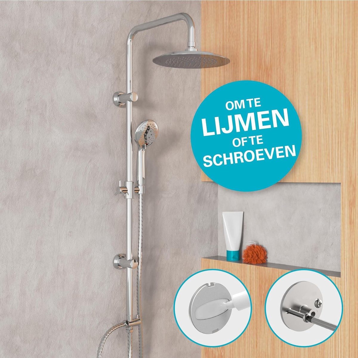 EISL DX12009 doucheset chroom regendouche zonder boren