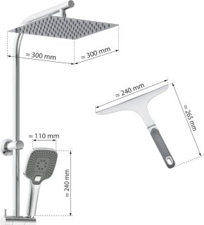 EISL EASY DELUXE doucheset 2-in-1 roestvrij staal 300x300 mm