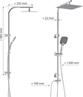EISL EASY DELUXE doucheset 2-in-1 roestvrij staal 300x300 mm