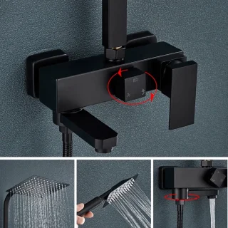 Eszenzics Luxe doucheset mat zwart vierkante regendouche 30cm