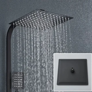Eszenzics Luxe doucheset mat zwart vierkante regendouche 30cm