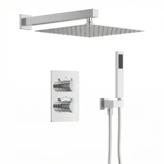EVERSTEIN Douchesysteem chroom inbouw thermostatisch 12 inch