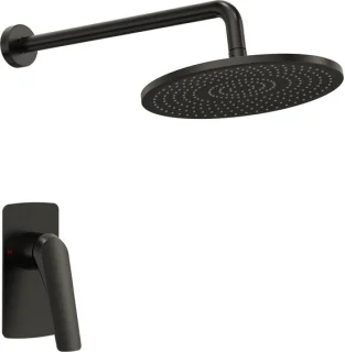 Everstein regendoucheset mat zwart - inbouw - 10 inch
