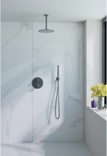 Fortifura Calvi Inbouw Regendoucheset Rond Thermostatisch Geborsteld Gunmetal PVD