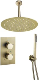 Fortifura Calvi Inbouw Regendoucheset Thermostatisch 25cm Geborsteld Messing PVD
