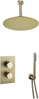 Fortifura Calvi Inbouw Regendoucheset Thermostatisch 25cm Geborsteld Messing PVD