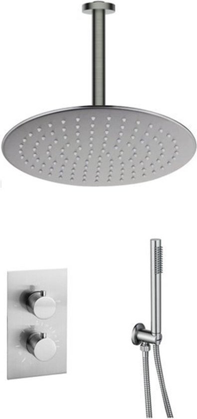 Fortifura Calvi Inbouw Regendoucheset Thermostatisch 25cm Geborsteld RVS PVD