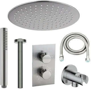 Fortifura Calvi Inbouw Regendoucheset Thermostatisch 30cm Geborsteld RVS
