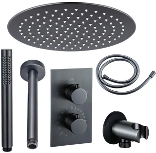 Fortifura Calvi Inbouw Regendoucheset Thermostatisch Gunmetal PVD