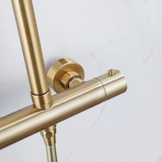 FortiFura Calvi Regendouche Thermostaatkraan Geborsteld Messing Goud