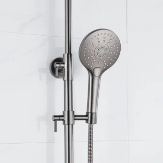 Fortifura Calvi Regendoucheset Thermostatisch 25cm Geborsteld Gunmetal PVD