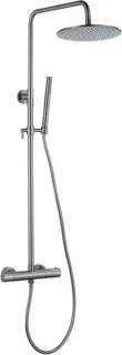 Fortifura Calvi Regendoucheset Thermostatisch 25cm Geborsteld Gunmetal PVD