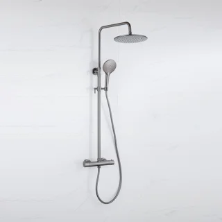 Fortifura Calvi Regendoucheset Thermostatisch 25cm Geborsteld Gunmetal
