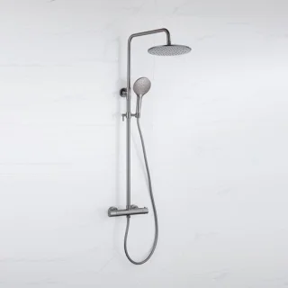 Fortifura Calvi Regendoucheset Thermostatisch 25cm Geborsteld Gunmetal