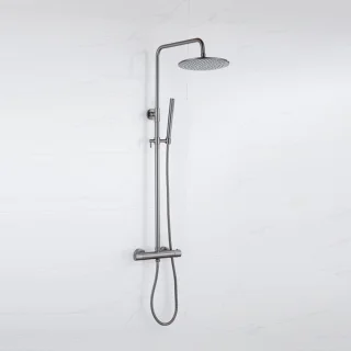 Fortifura Calvi Regendoucheset Thermostatisch 25cm Gunmetal PVD